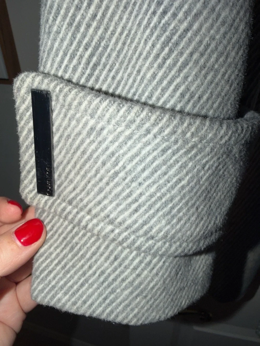 Calvin Klein Light Gray Hooded Wool-Blend Peacoat - Picture 7 of 8